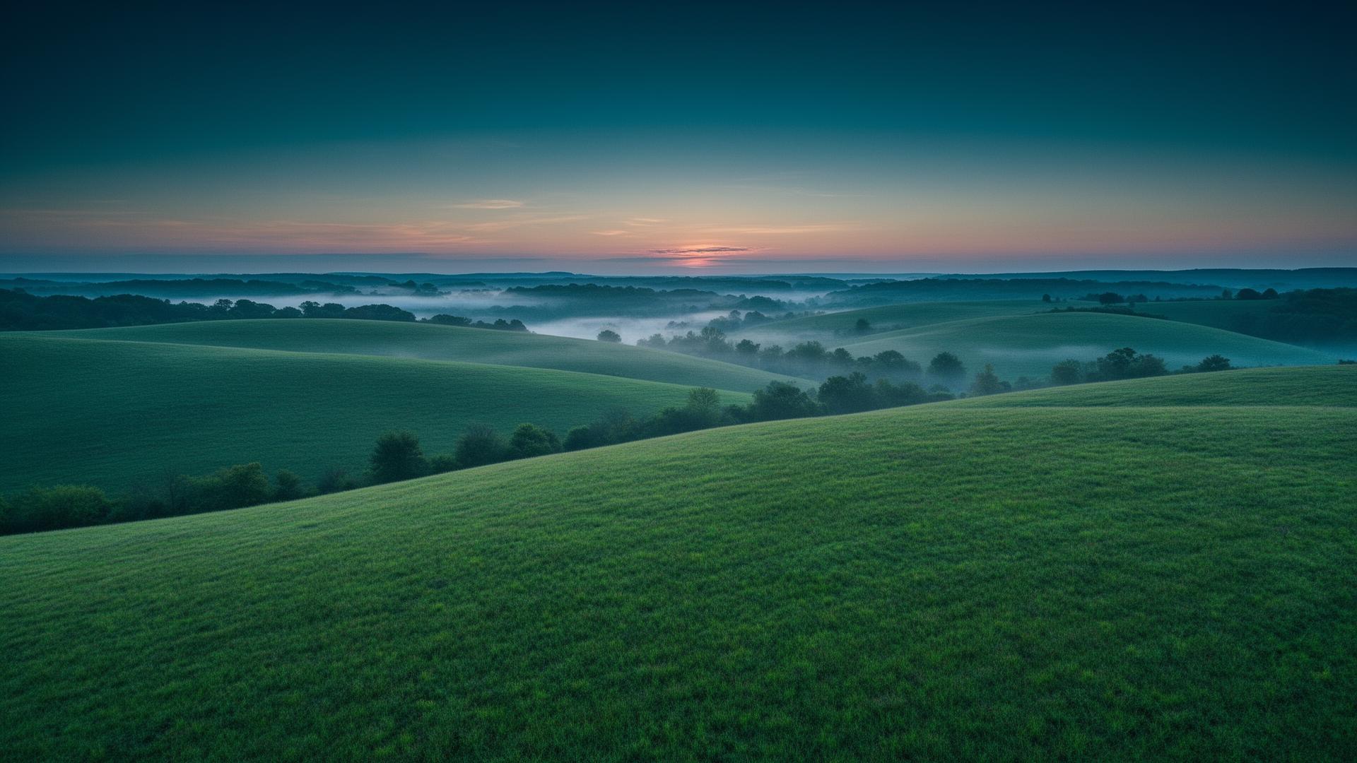 Aerial view of Kentucky bluegrass at golden hour
